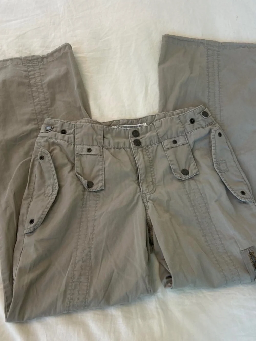Vintage low rise flare Khaki cargo pants - Picture 1 of 4
